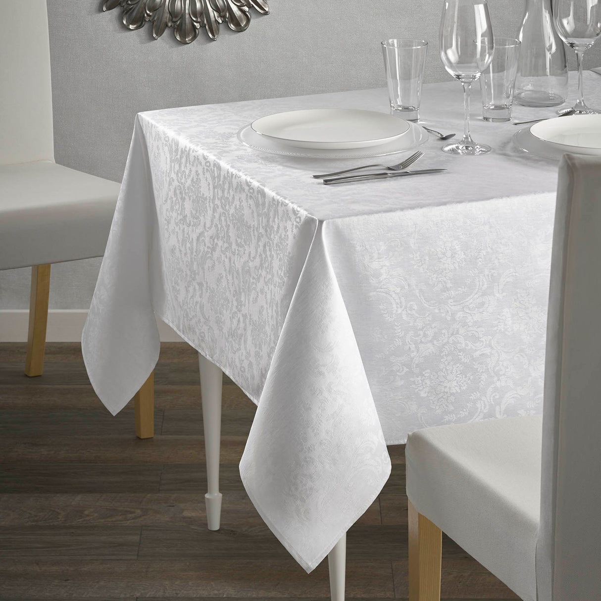 Tovaglia in Fiandra Antimacchia in Puro Cotone Resinato - Ariadna Tovaglia Resinata Lisola 160x180cm Bianco