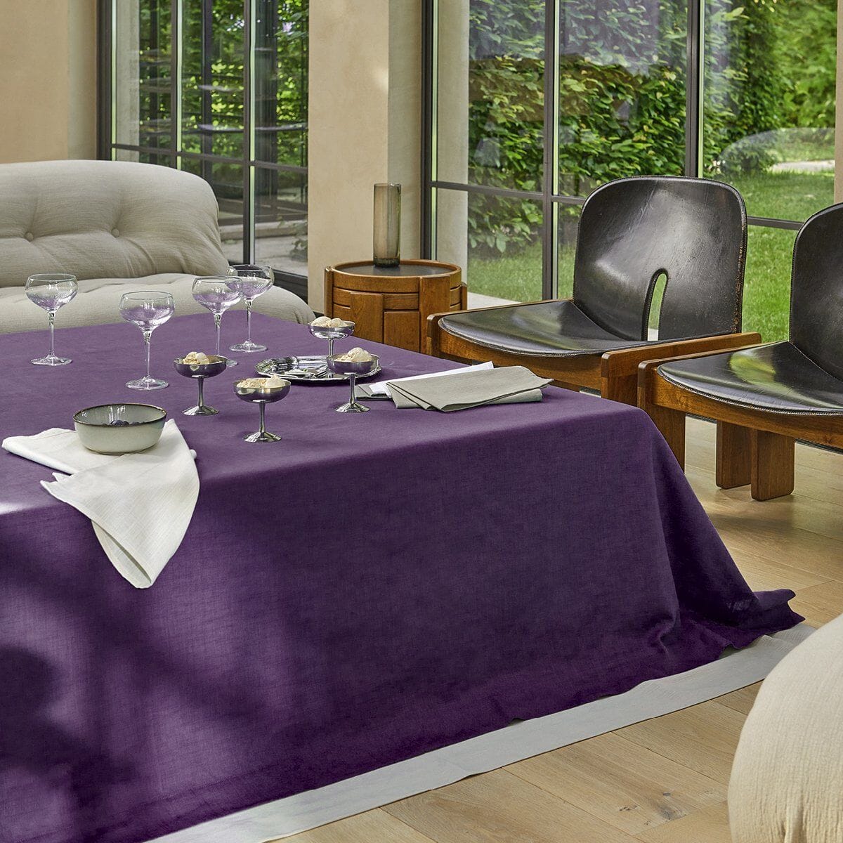Tovaglia in Puro Cotone Fiammato - Sempre Tovaglia Fazzini 145x180cm Ametista