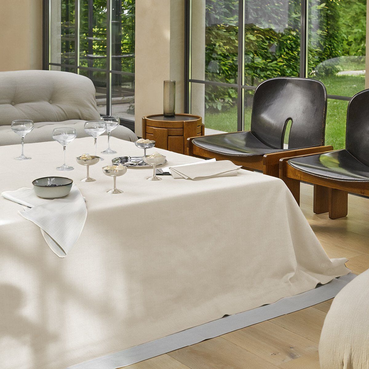 Tovaglia in Puro Cotone Fiammato - Sempre Tovaglia Fazzini 145x180cm Avorio