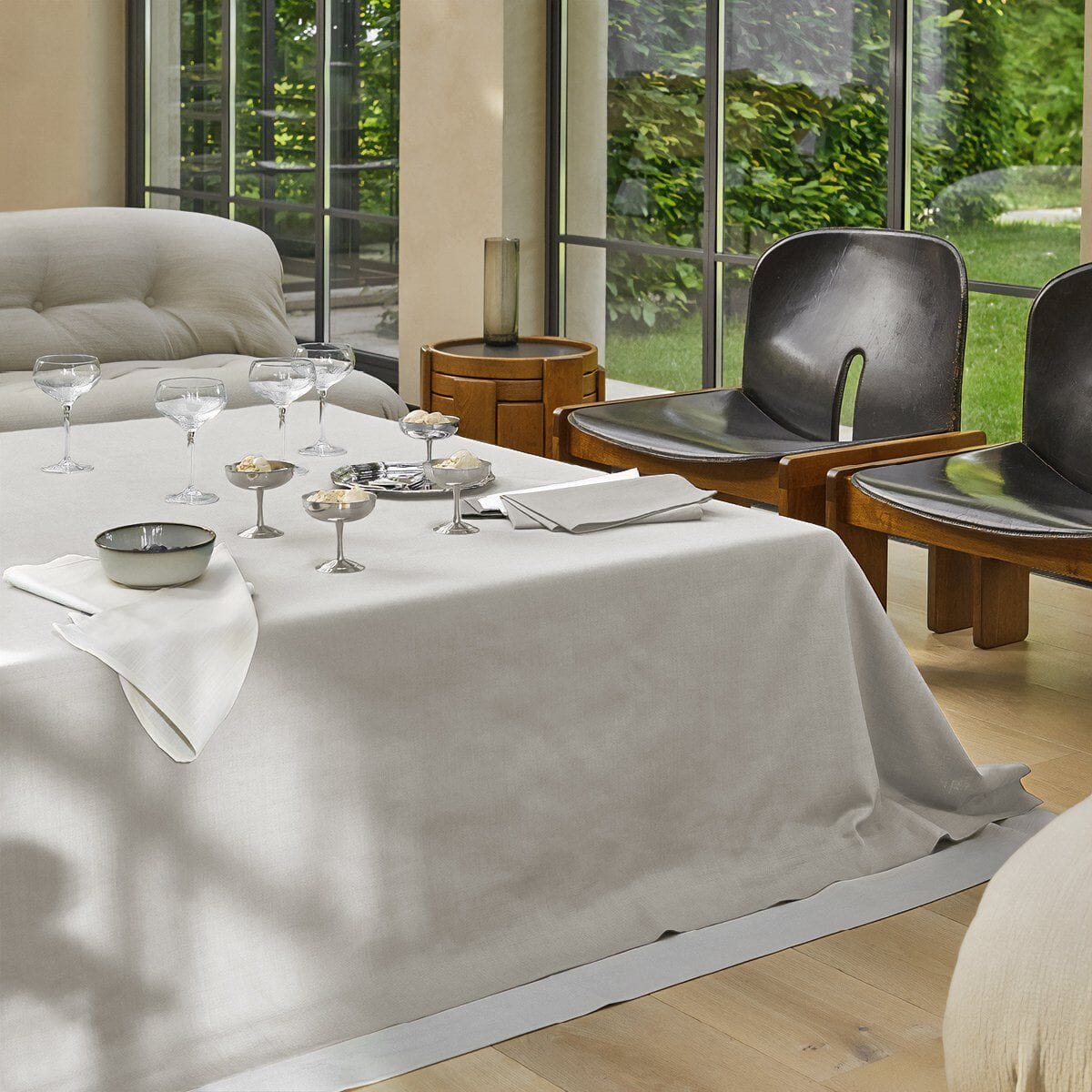 Tovaglia in Puro Cotone Fiammato - Sempre Tovaglia Fazzini 145x180cm Grigio Chiaro