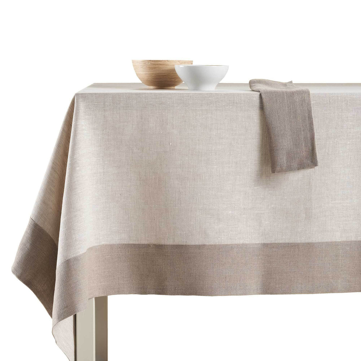 Tovaglia in puro Lino con balza in contrasto - Cassiopea Tovaglia Lisola Naturale 160x230