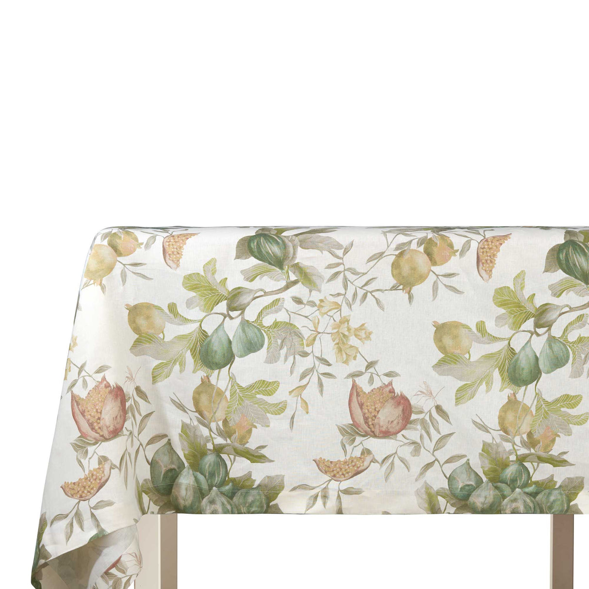 Tovaglia in Puro Lino Fantasia Stampata - Dionisio Tovaglia Lisola 160x230 Oliva