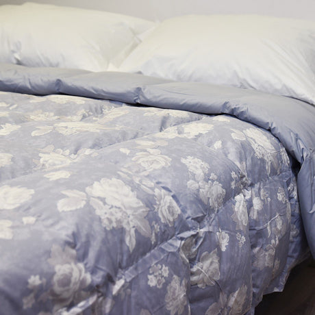 Trapunta Invernale in Cotone con imbottitura in piumino fantasia floreale - Elite Sestriere Trapunta Daunex Matrimoniale Blu/Grigio