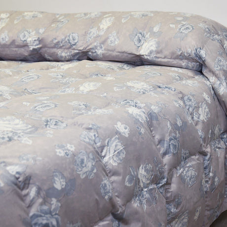 Trapunta Invernale in Cotone con imbottitura in piumino fantasia floreale - Elite Sestriere Trapunta Daunex Matrimoniale Gesso/Grigio