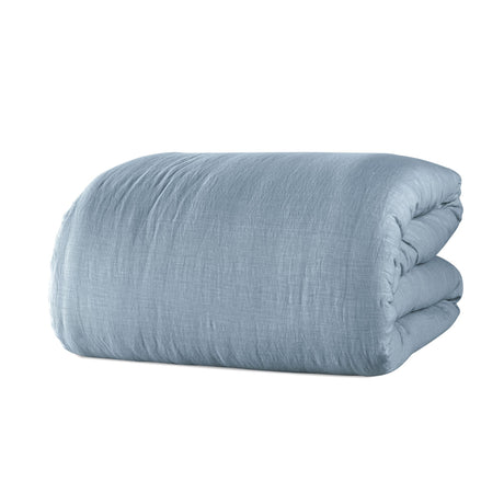 Trapunta in Cotone e Lino StoneWashed NO Stiro - Luxury Trapuntino Estivo Lisola Matrimoniale Azzurro (Regolo)