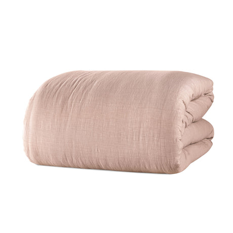 Trapunta in Cotone e Lino StoneWashed NO Stiro - Luxury Trapuntino Estivo Lisola Matrimoniale Rosa (Incenso)