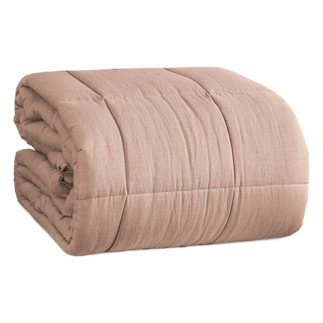 Trapunta in Lino Tinto in Capo - Columbia Trapunta Lisola Matrimoniale Rosa (Incenso)