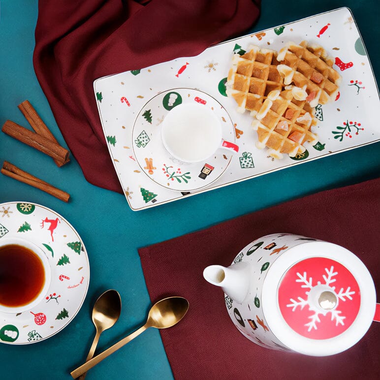 Vassoio per Colazione in Porcellana New Bone - Fantasia Del Natale Vassoio Colazione Villa Altachiara