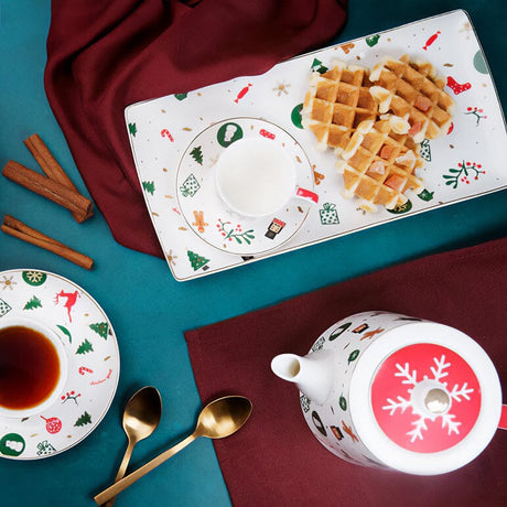 Vassoio per Colazione in Porcellana New Bone - Fantasia Del Natale Vassoio Colazione Villa Altachiara