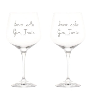 Set 2 Calici da Cocktail in Vetro Serigrafati - Bevo Solo Gin Tonic
