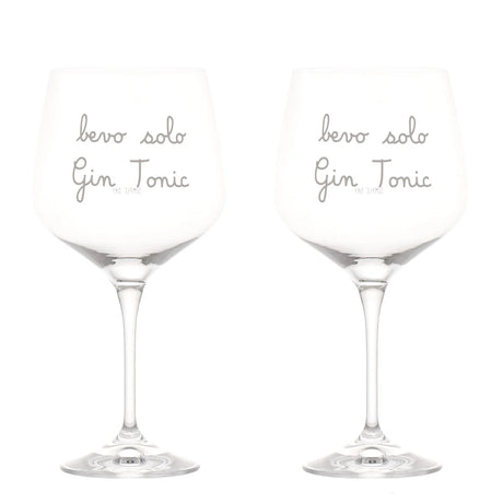 Set 2 Calici da Cocktail in Vetro Serigrafati - Bevo Solo Gin Tonic