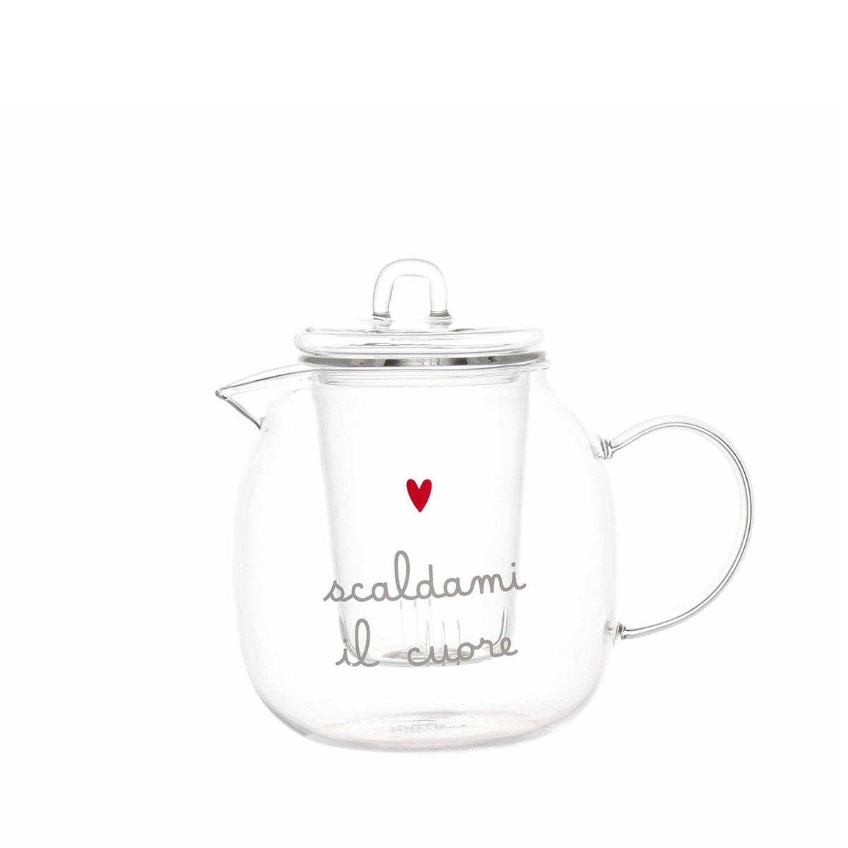 Teiera in Vetro Borosilicato Serigrafato - Scaldami il Cuore