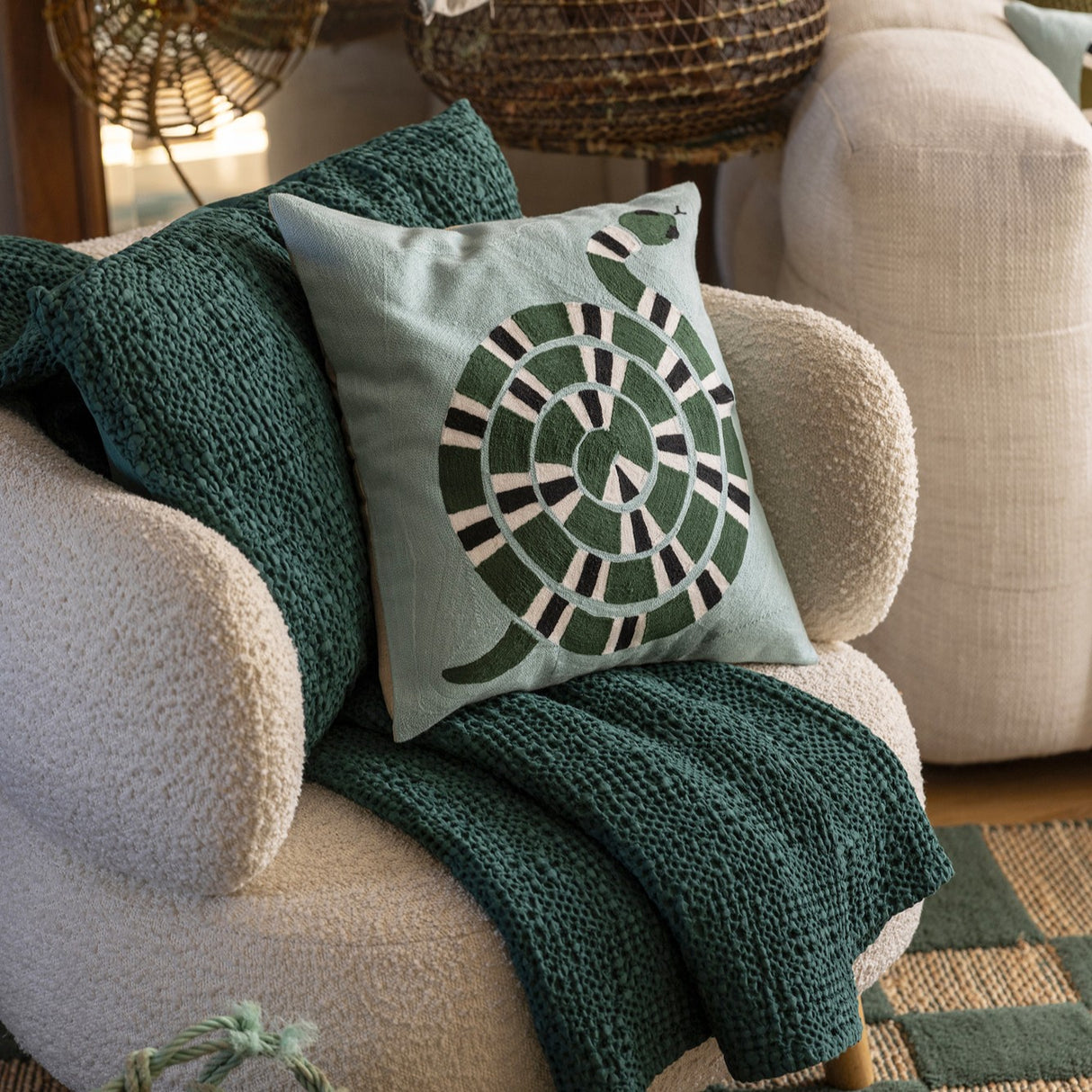 Cuscino in Puro Cotone Ricamato - Yoka