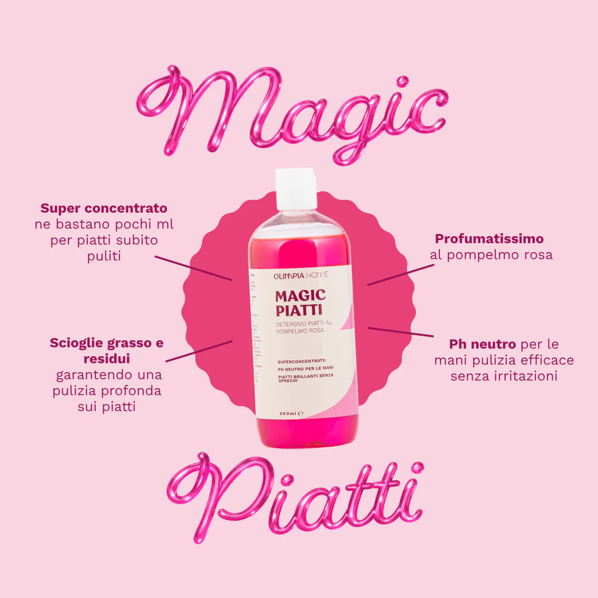 Detersivo Piatti al Pompelmo Rosa - Magic Piatti