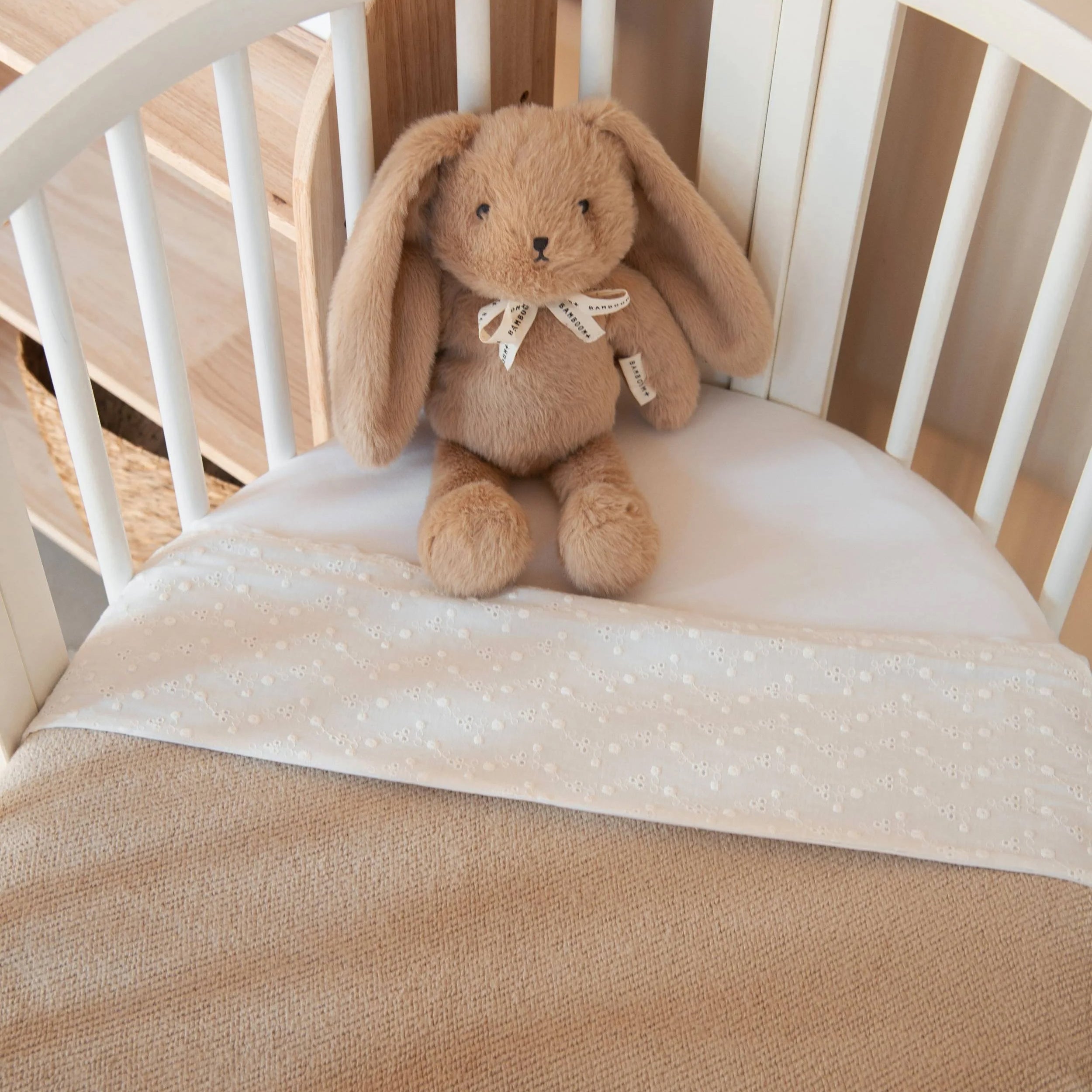 Lenzuolino in Bambù Organico e Cotone con Bordo Sangallo - Sangallo