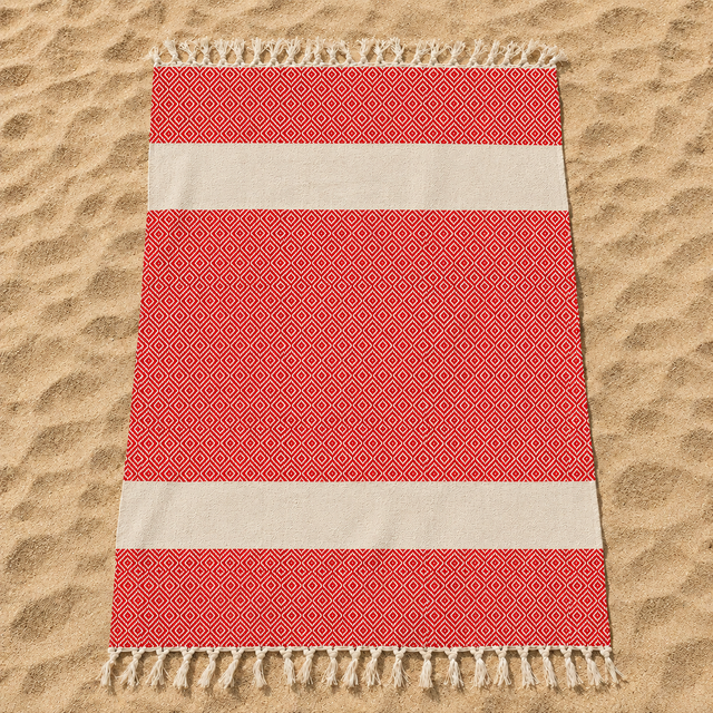 Telo Mare in Fouta di Puro Cotone Geometrico - Corfù