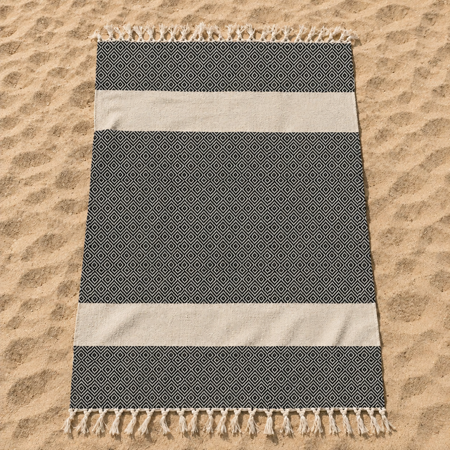 Telo Mare in Fouta di Puro Cotone Geometrico - Corfù
