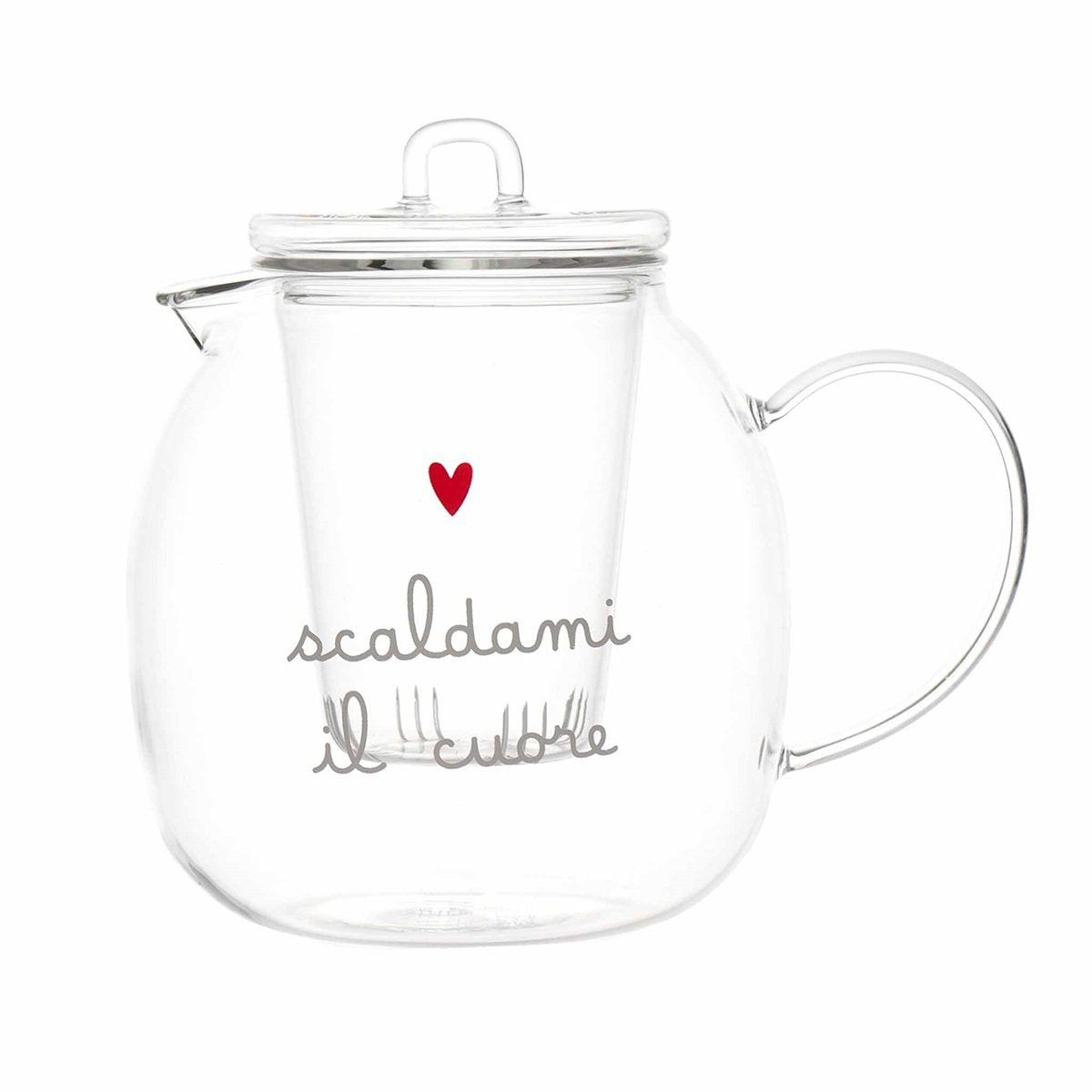 Teiera in Vetro Borosilicato Serigrafato - Scaldami il Cuore