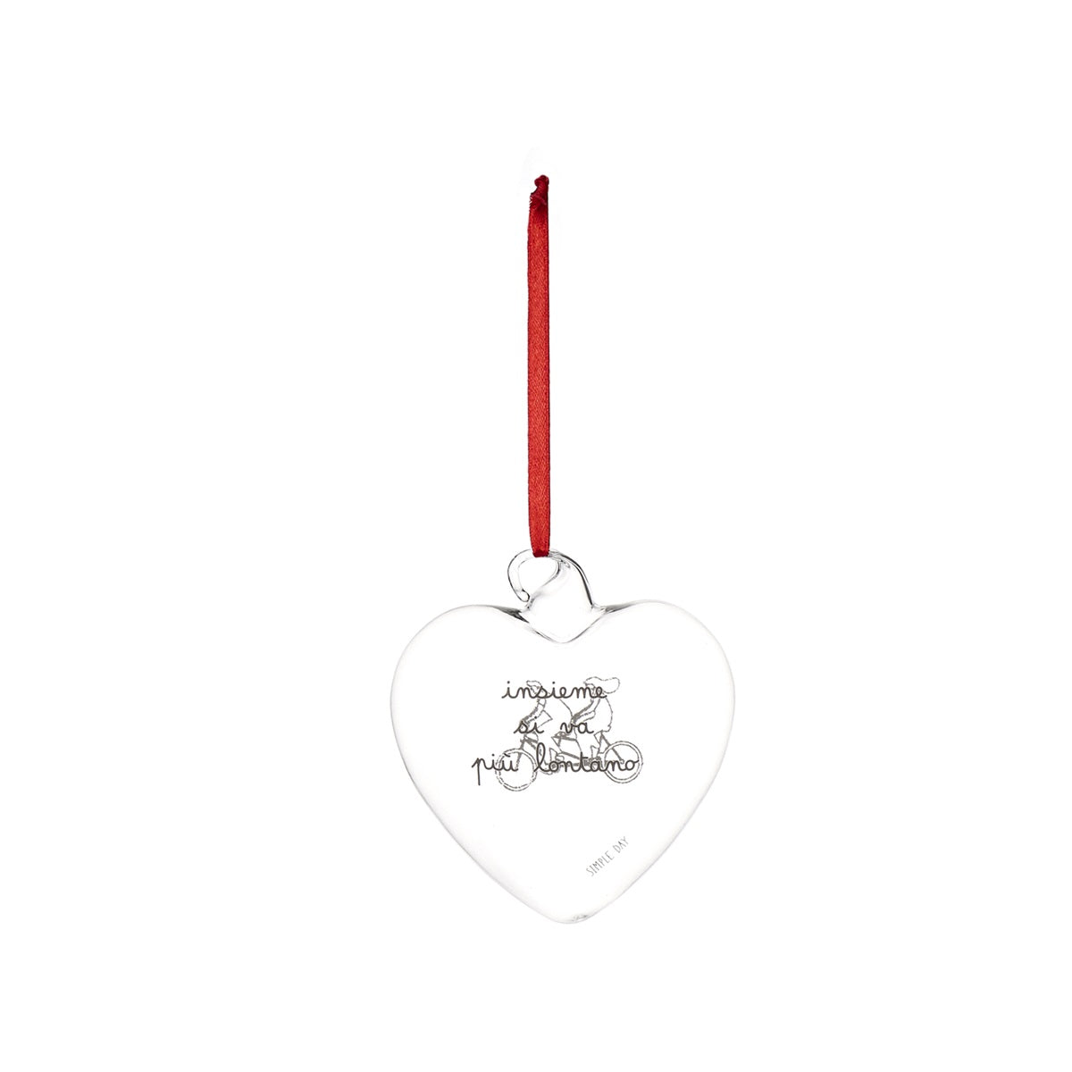 Cuore Decorativo in Vetro Borosilicato Serigrafato - Insieme si va Più Lontano