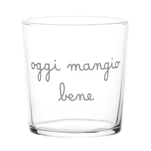 Set 6 Bicchieri in Vetro Temperato Serigrafati - Oggi Mangio Bene