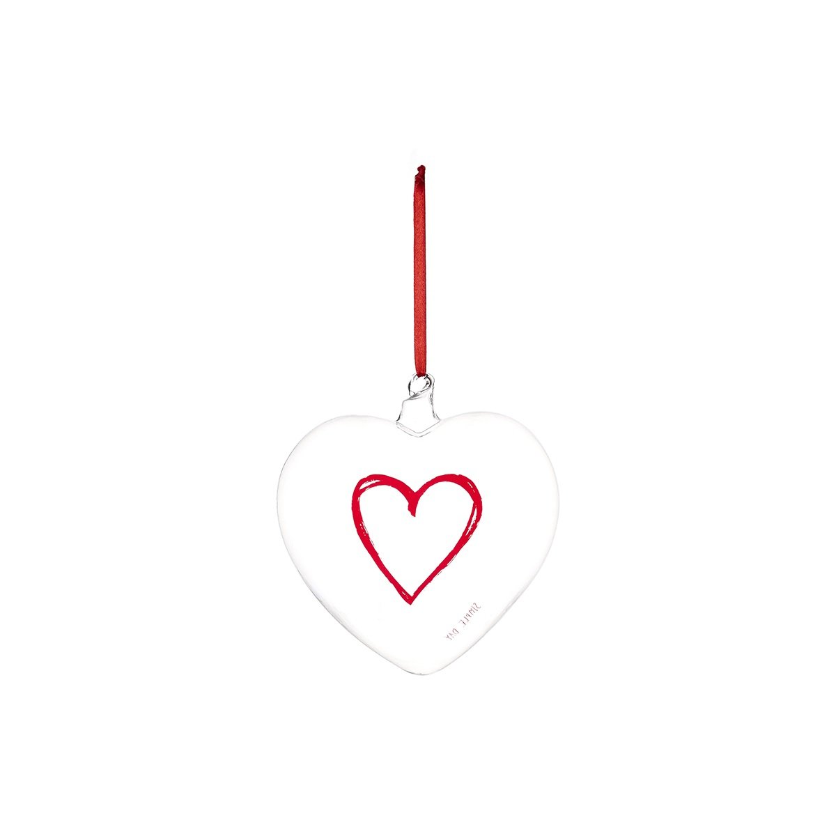 Cuore Decorativo in Vetro Borosilicato Serigrafato - Cuore Rosso