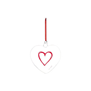 Cuore Decorativo in Vetro Borosilicato Serigrafato - Cuore Rosso