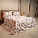 Completo Lenzuola Copriletto in Raso di Cotone Egiziano con Stampa Floreale - Rosaire