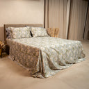 Completo Lenzuola Copriletto in Raso di Cotone Egiziano con Stampa Floreale - Aida