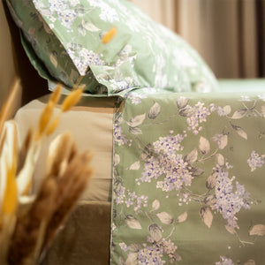 Completo Lenzuola Copriletto in Percalle di Cotone Egiziano con Stampa Floreale - Serenelle