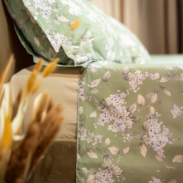 Completo Lenzuola Copriletto in Percalle di Cotone Egiziano con Stampa Floreale - Serenelle