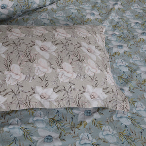 Completo Lenzuola Copriletto in Percalle di Cotone Egiziano con Stampa Floreale - Alba