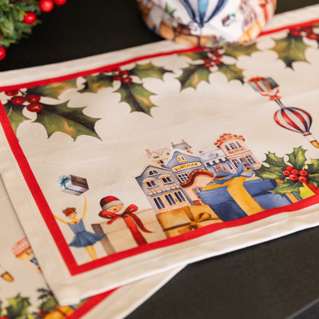 Set 2 Americani in Puro Cotone Fantasia Natalizia - Mongolfiera