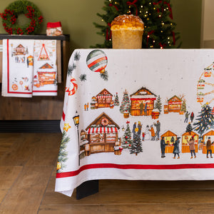 Tovaglia in Puro Cotone Fantasia Natalizia - Christmas Village