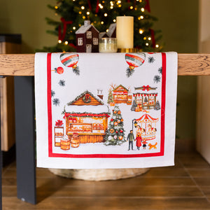 Runner in Puro Cotone Fantasia Natalizia - Christmas Village