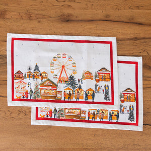 Set 2 Americani in Puro Cotone Fantasia Natalizia - Christmas Village