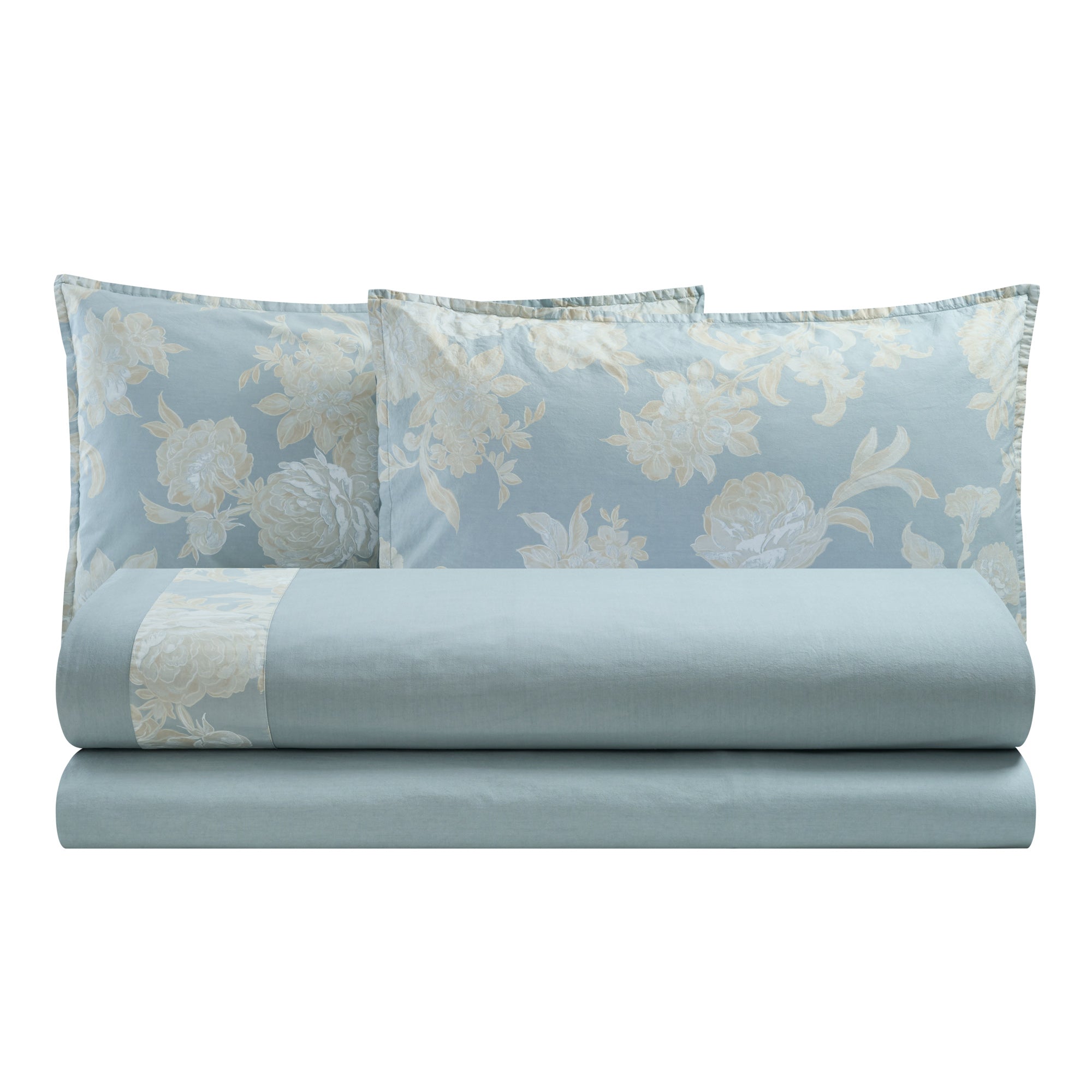 Completo Lenzuola in Percalle di Cotone Stonewashed Fantasia Floreale - Eko Allen