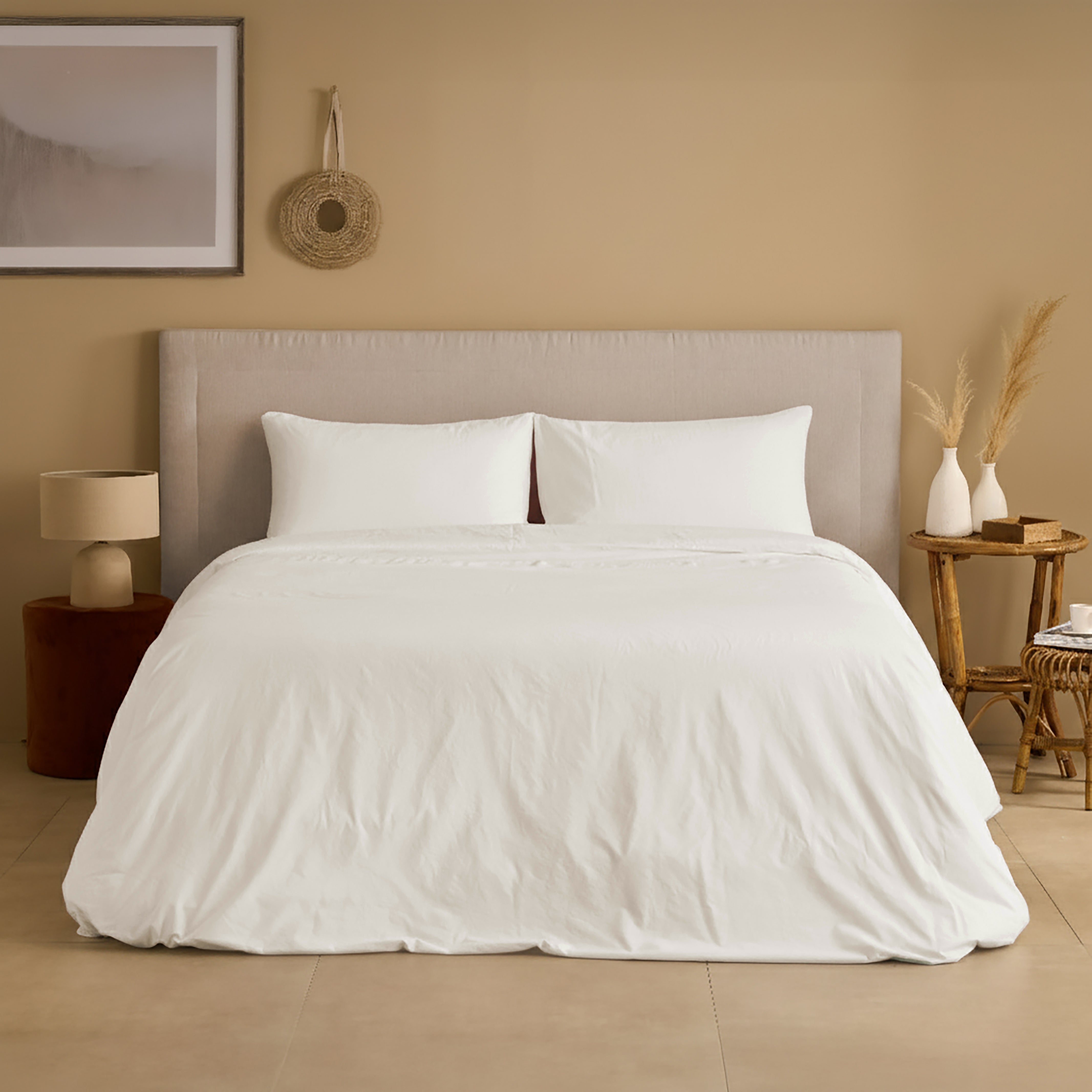 Completo Copripiumino Cotone e Lino StoneWashed No Stiro - Loira