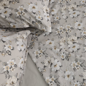 Completo Lenzuola Copriletto in Percalle di Cotone Egiziano con Stampa Floreale - Fiaba Bloom