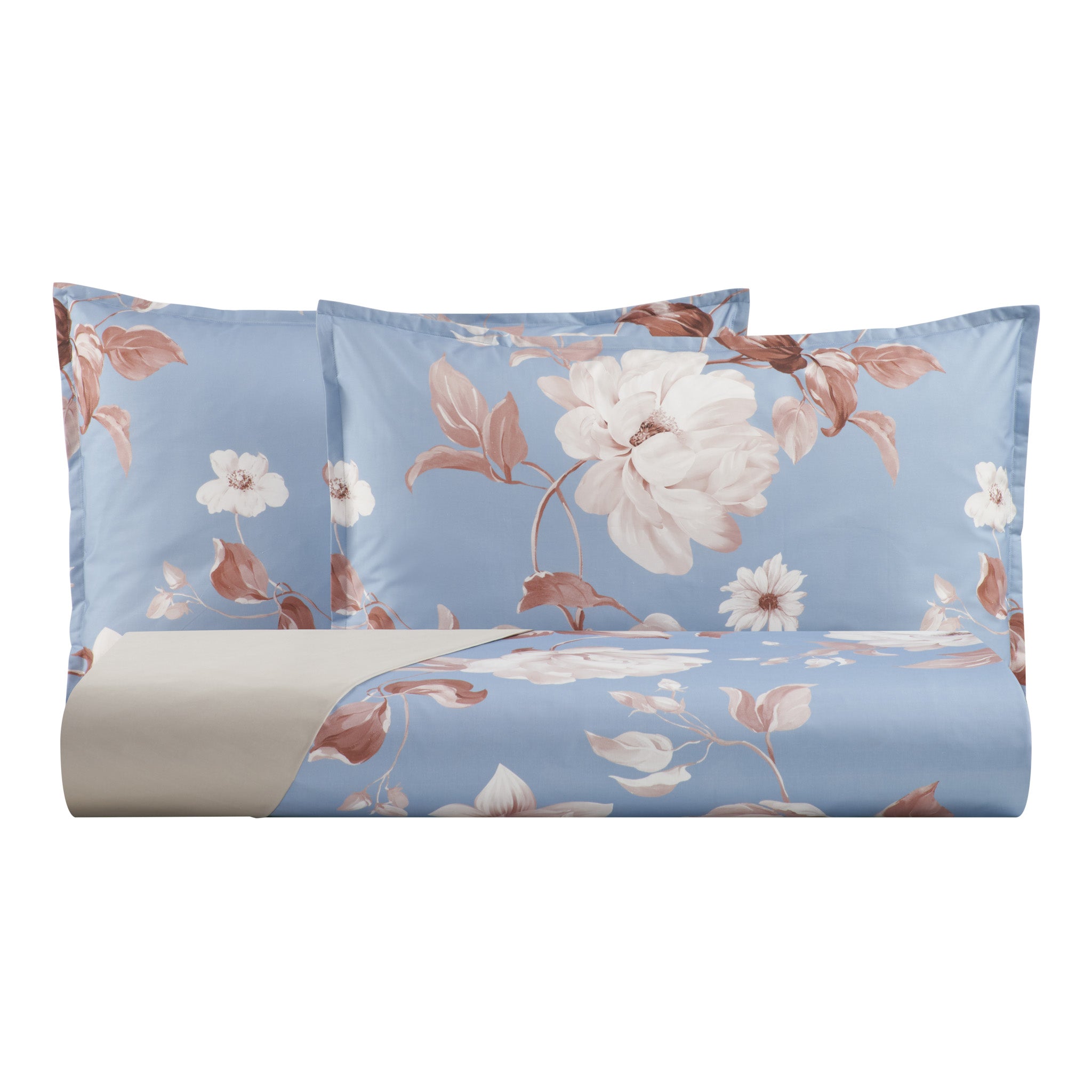 Parure Copripiumino in Percalle di Cotone Fantasia Floreale - Rosewood