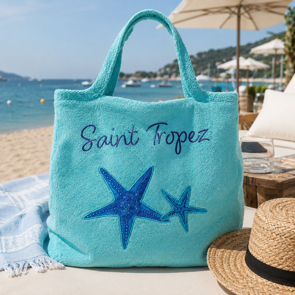 Borsa Mare o Trousse in Spugna di Cotone Ricamata - Etoile