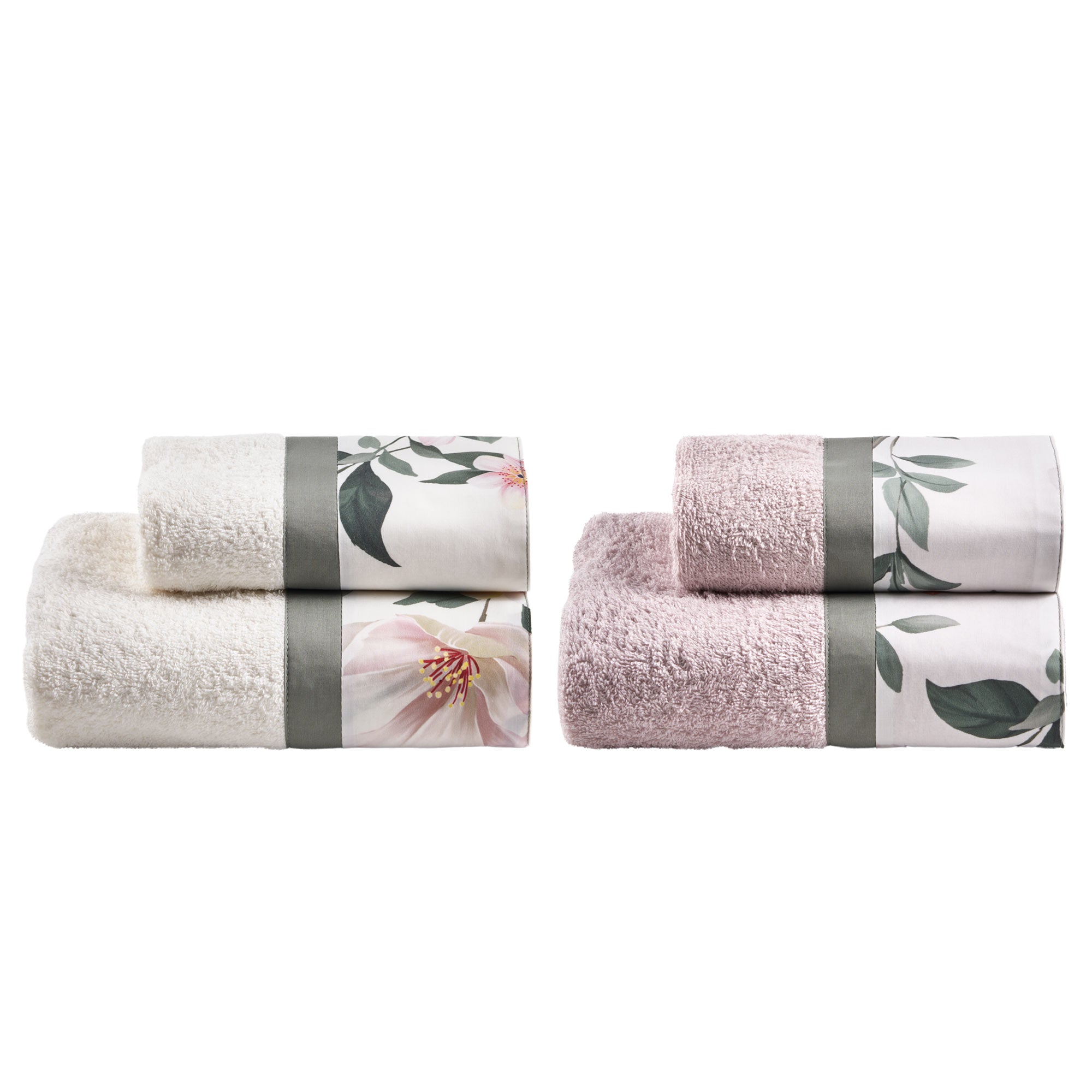 Set 2 Coppie in Spugna di Cotone con Balza in Percalle - Clea