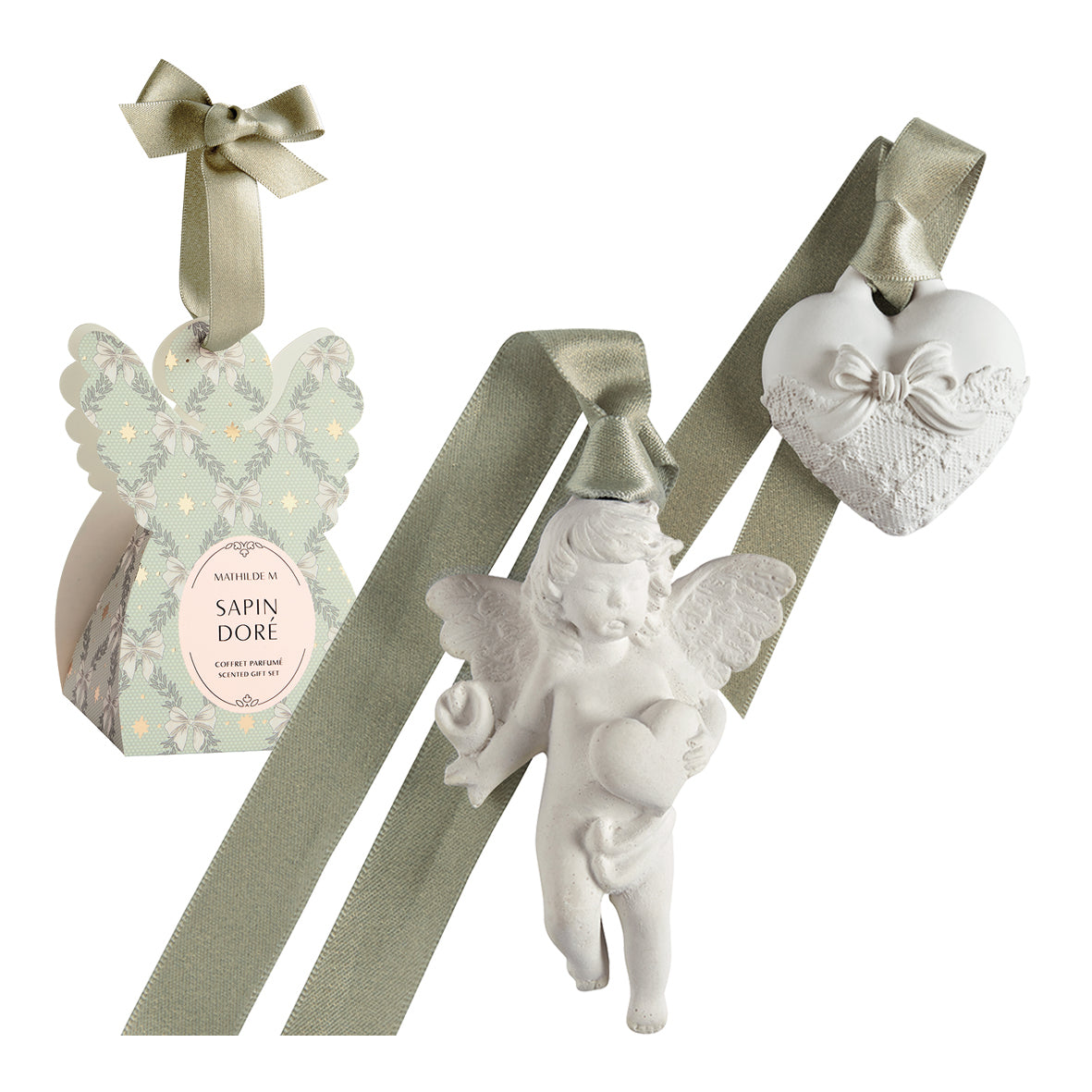Cofanetto Regalo Gesso Forma Angelo Fragranza Sapin Doré - Rubans de Fête