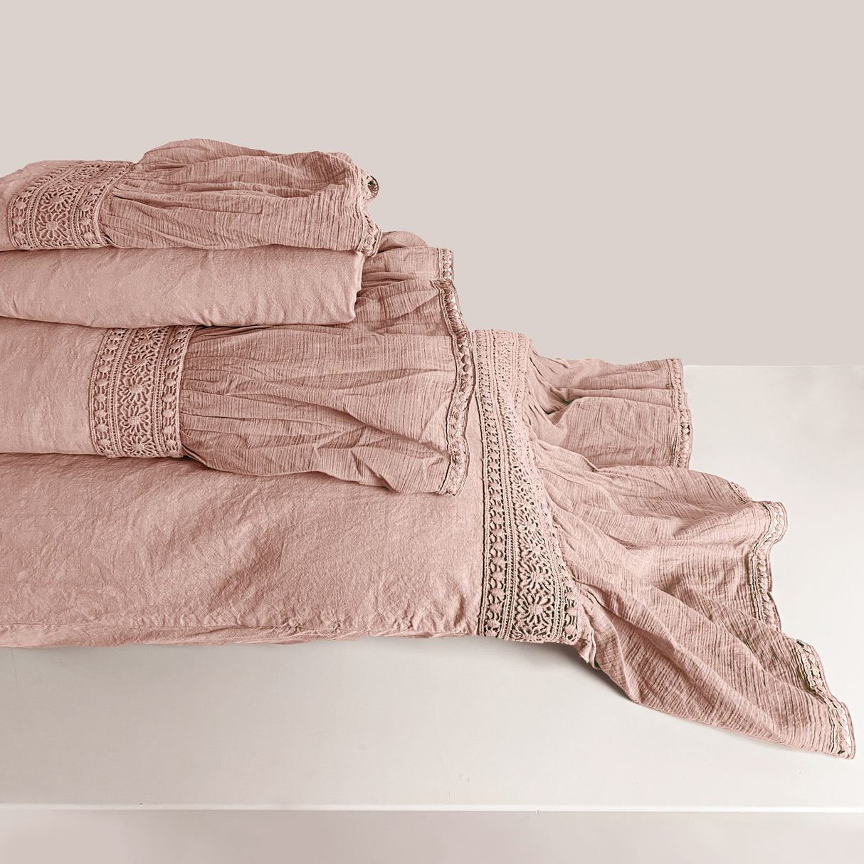 Completo Copripiumino in Cotone Stonewashed No Stiro - Camille