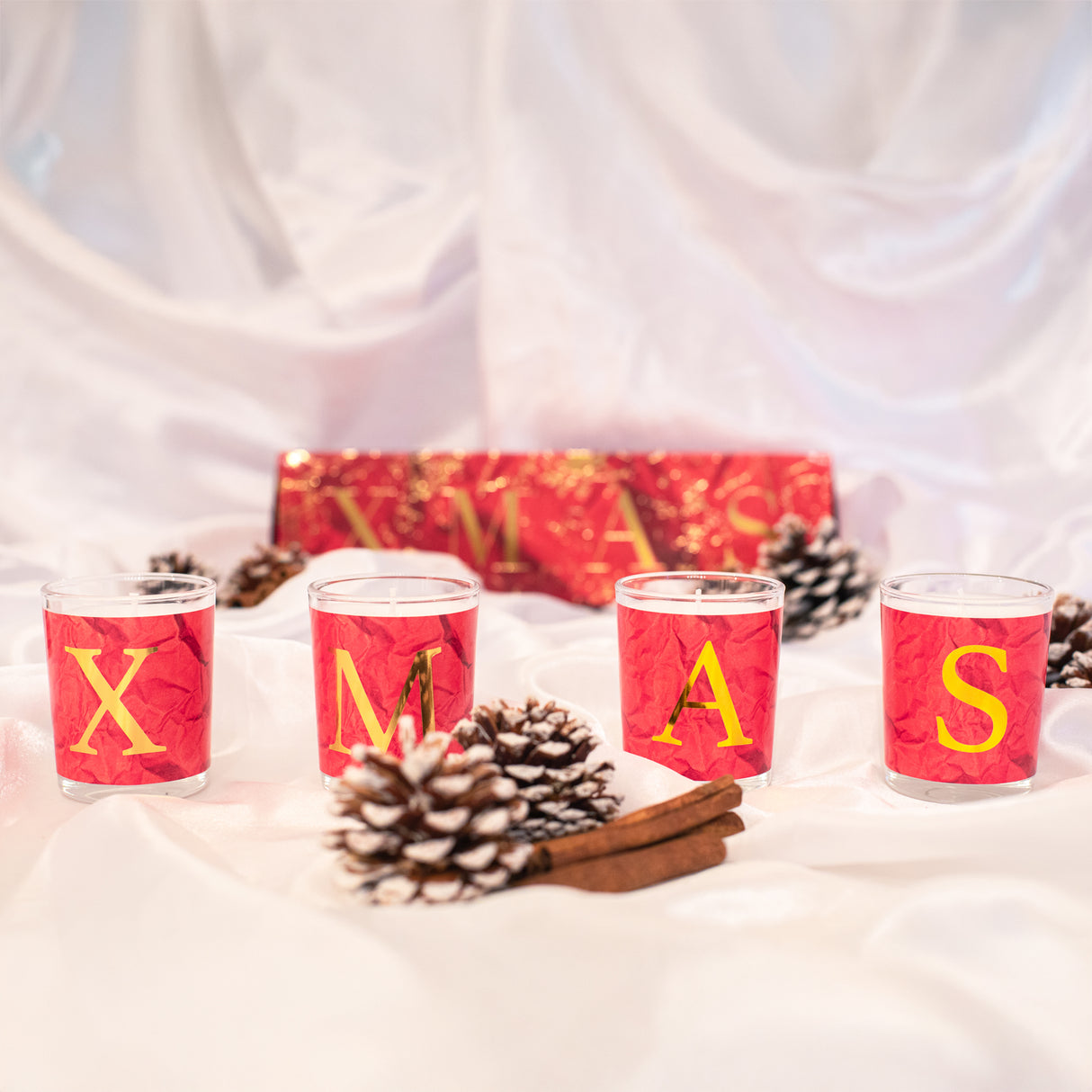 Kit 4 Candele Profumata Fragranza Natalizia - Xmas