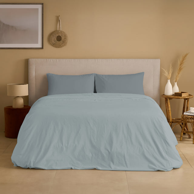 Completo Copripiumino Cotone e Lino StoneWashed No Stiro - Loira