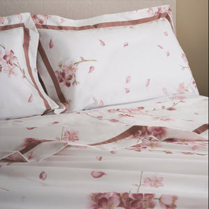 Completo Lenzuola In Percalle di Cotone con fantasia floreale - Ciliegio