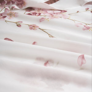 Completo Lenzuola In Percalle di Cotone con fantasia floreale - Ciliegio