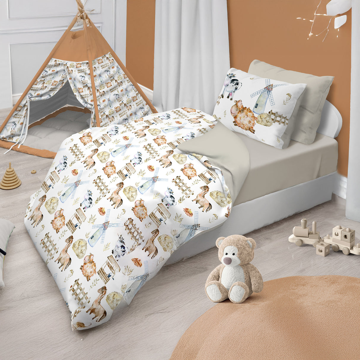 Parure Copripiumino in Puro Cotone con Fantasia - Fattoria