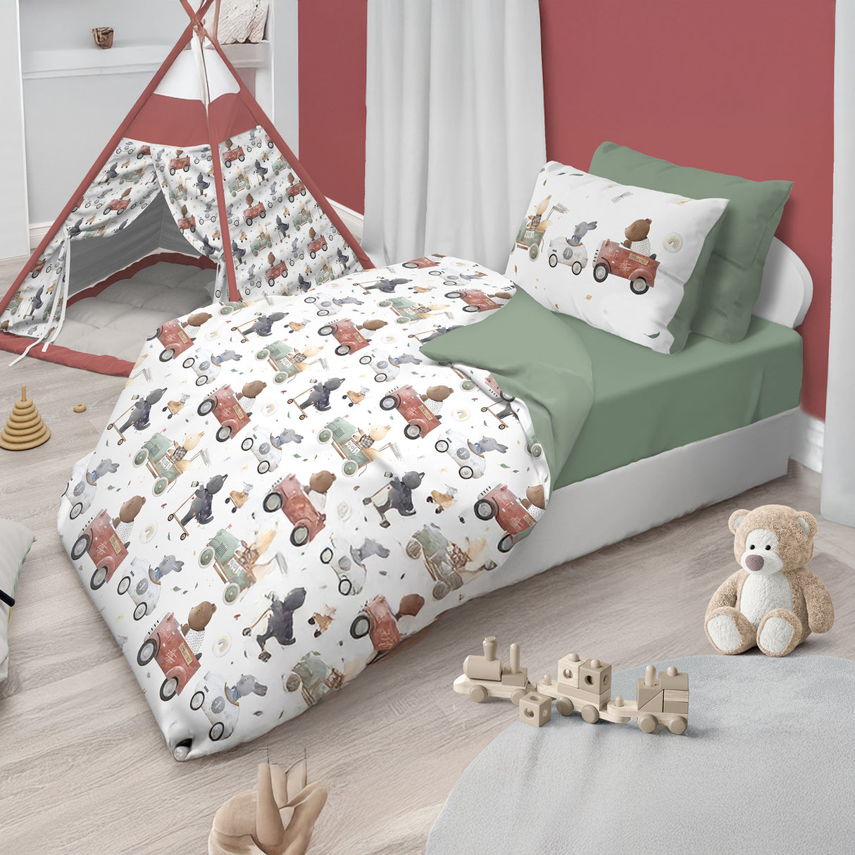 Parure Copripiumino in Puro Cotone con Fantasia - Viaggio