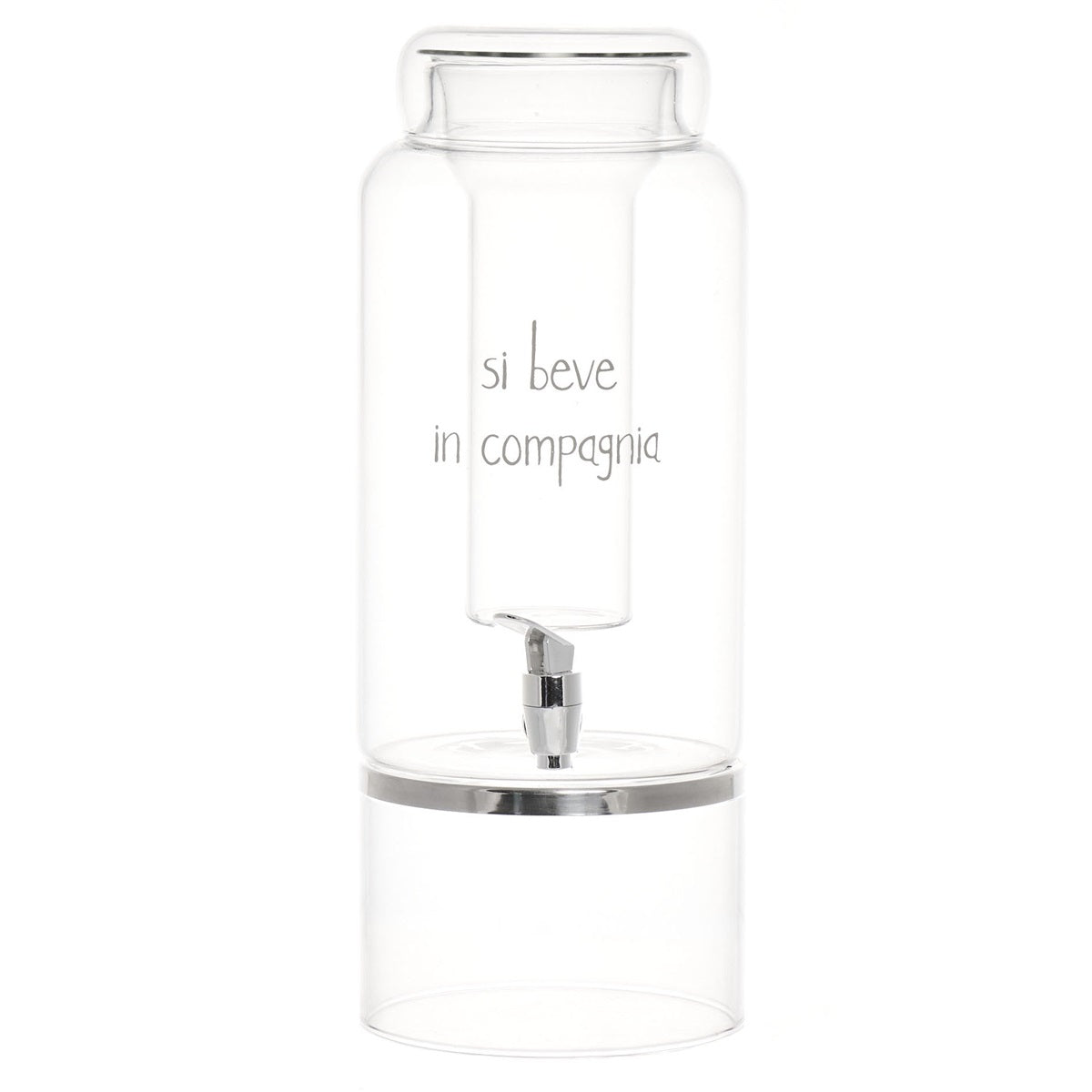 Distributore Bevande in Vetro Borosilicato Serigrafata - Si Beve in Compagnia